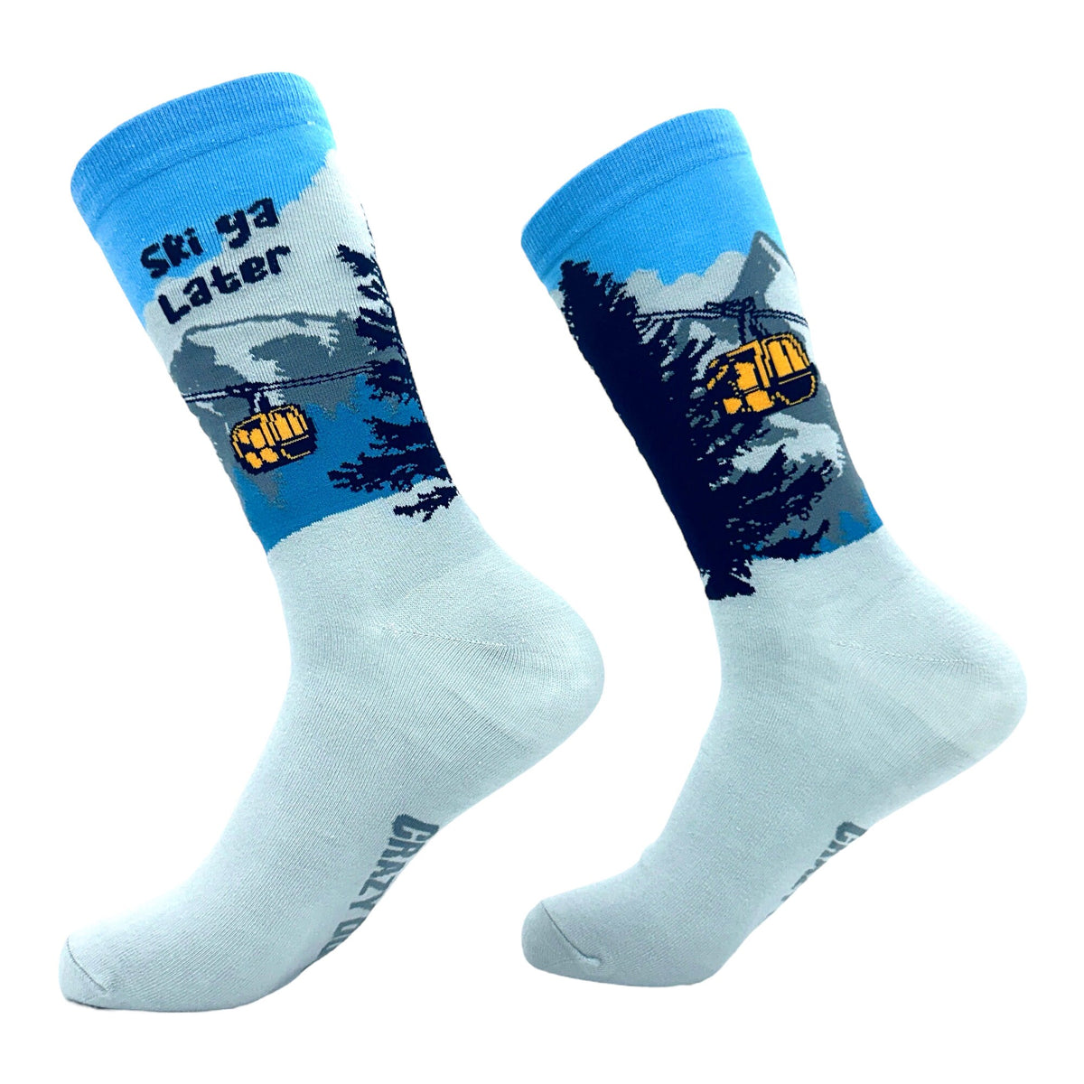 Christmas Socks Groomsmen Socks Funny Festive Socks Mens Novelty Winter Xmas Socks Ski Ya Later Mountain Scene Ski Lift Ski Chalet Graphic Tee – Premium Graphic · High-Quality Print