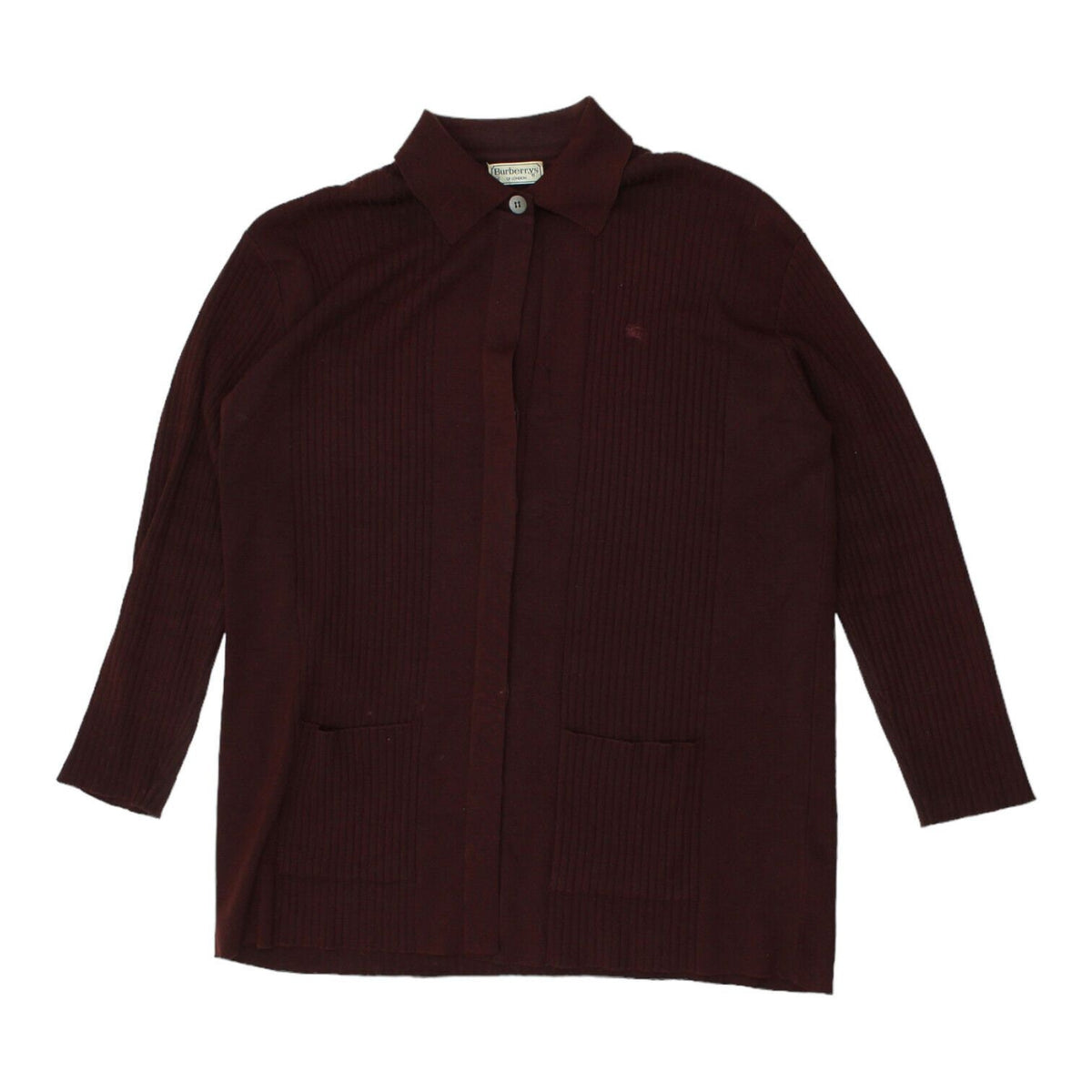 Burberrys Womens Burgundy Collared Cardigan Vintage High End Designer Sweater Graphic Tee – Everyday Comfort · Trending Graphic Apparel