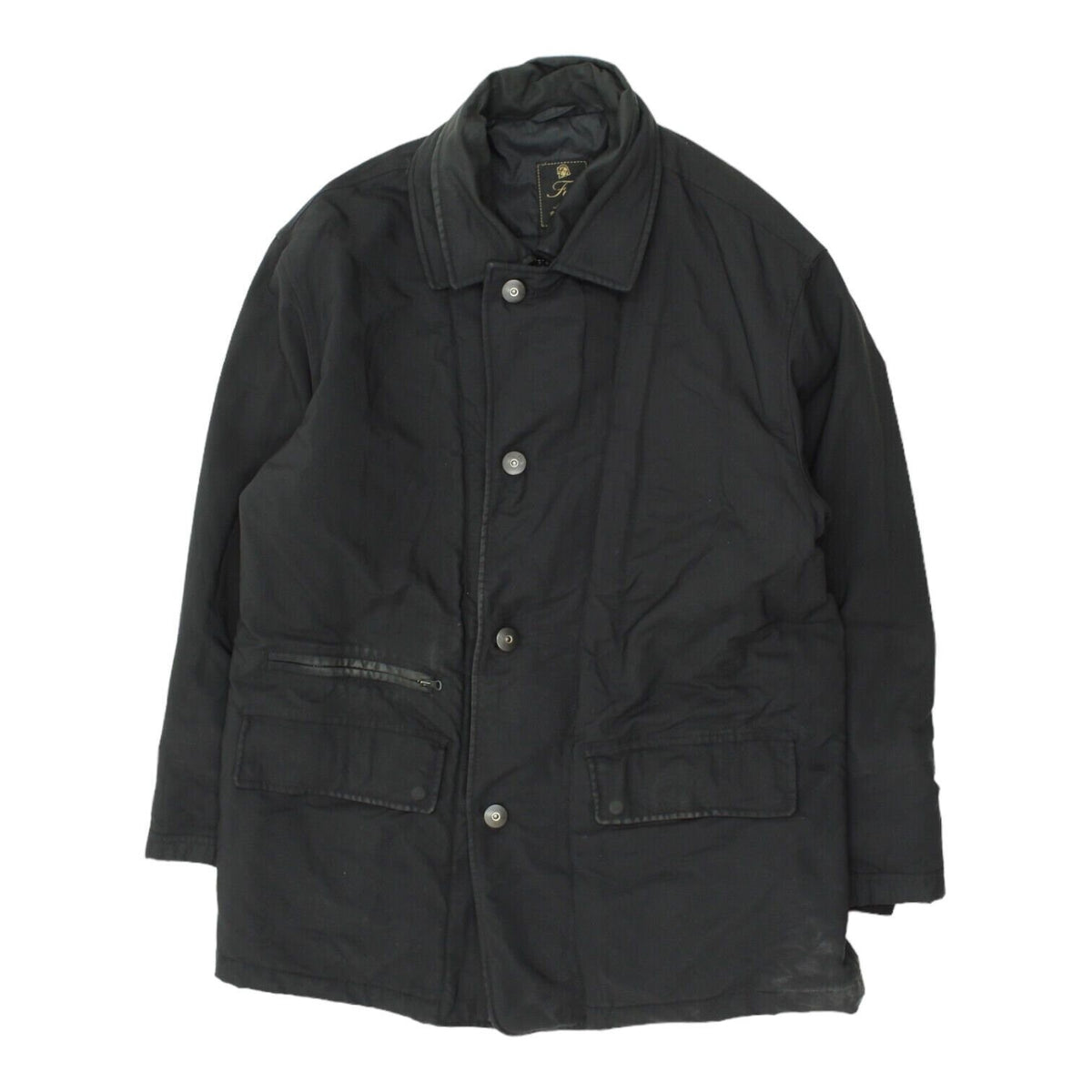 Fay Mens Black Collared Quilted Jacket Vintage High End Designer Coat VTG Graphic Tee – Soft Feel · Perfect For Daily Wear