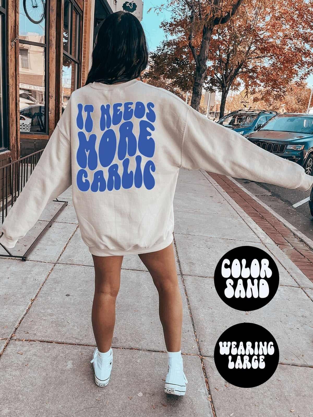 Garlic Lover BACK PRINT Sweatshirt Gifts Crewneck Funny Sweater Shirt Jumper Men Women Him Her Sweatshirt – Soft Feel · Perfect For Daily Wear