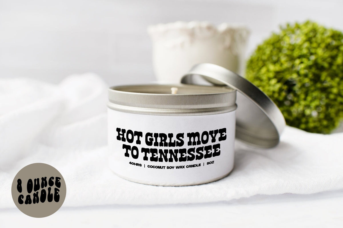 Tennessee Moving Away Candle Gifts Tin Coconut Soy Wax Scented Aromatherapy Vanilla Coffee Home Office Decor Graphic Tee – Everyday Comfort · Perfect For Daily Wear