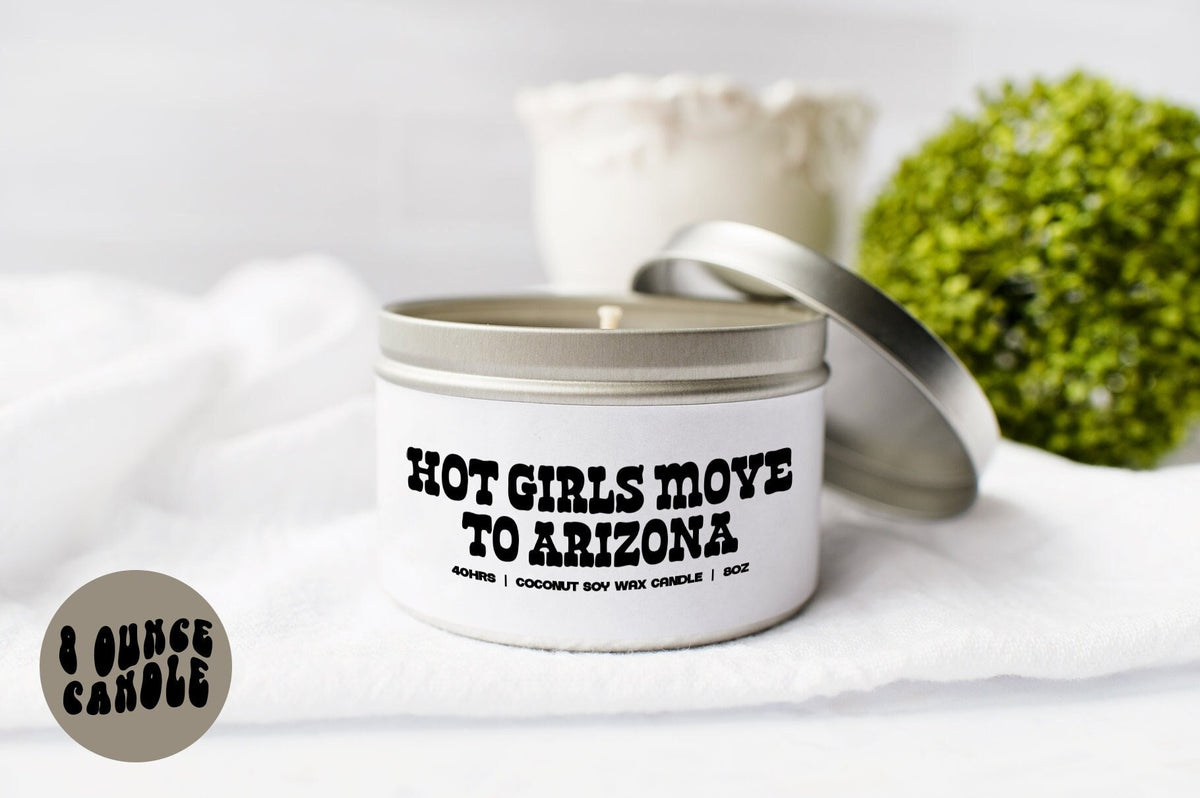 Arizona Moving Away Candle Gifts Tin Coconut Soy Wax Scented Aromatherapy Vanilla Coffee Home Office Decor Graphic Tee – Bold Style · Perfect For Daily Wear