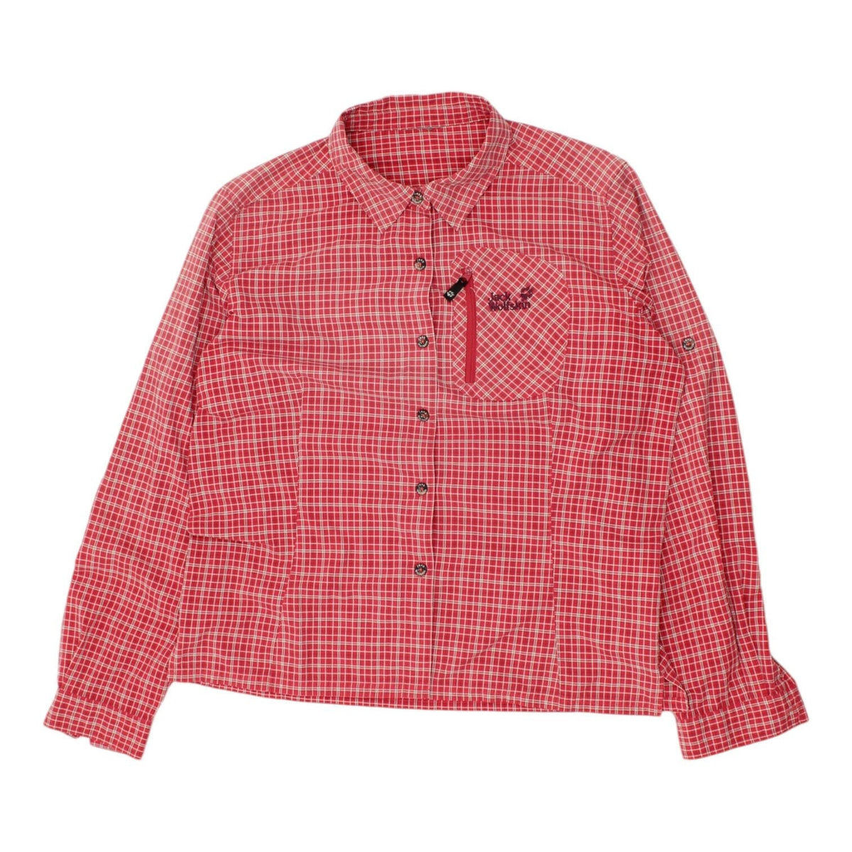 Jack Wolfskin Womens Red Plaid Nylon Shirt Vintage High End Designer VTG Graphic Tee – Easygoing Wear · Perfect For Daily Wear