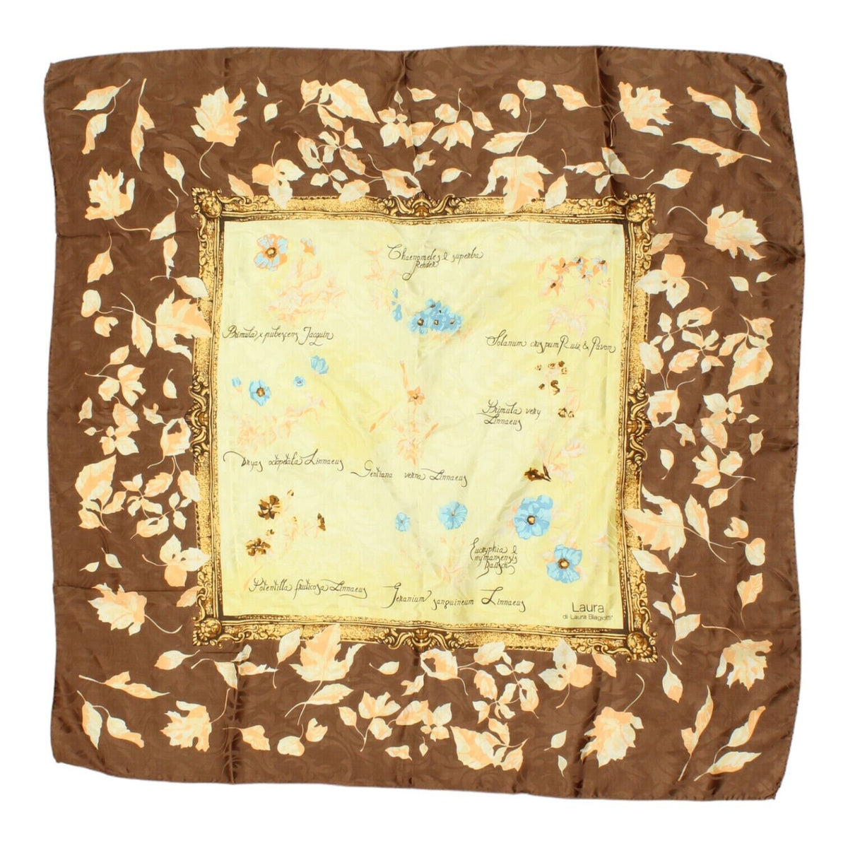 Laura Biagiotti Womens Brown Silk Foulard Scarf Vintage High End Designer VTG Graphic Tee – Easygoing Wear · High-Quality Print