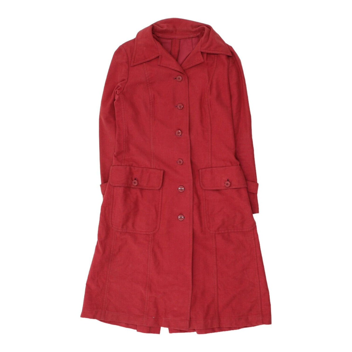 Sportmax Women Red Long Overcoat Vintage High End Designer Coat VTG Graphic Tee – Warm & Stylish · High-Quality Print
