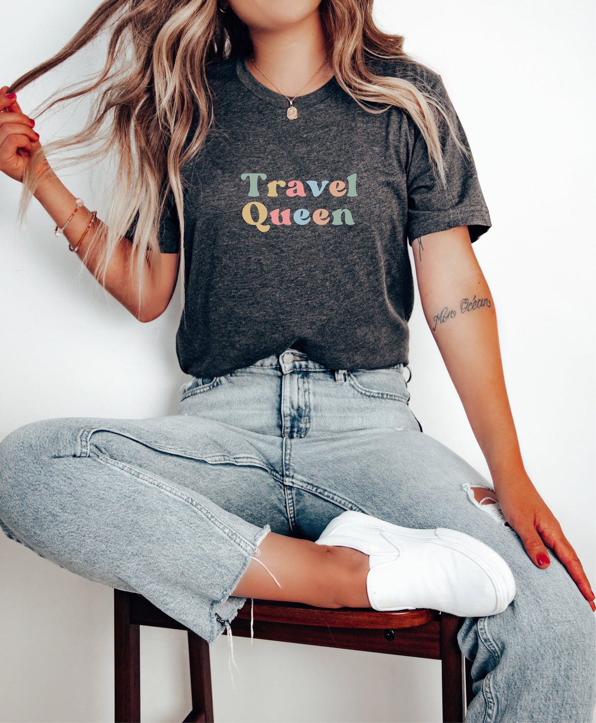Travel Queen Tshirt Frequent Flyer Shirt Female Traveler Top Vacation Queen Shirt Women Who Travel Shirt Solo Traveler Shirt Graphic Tee – Warm & Stylish · Trending Graphic Apparel