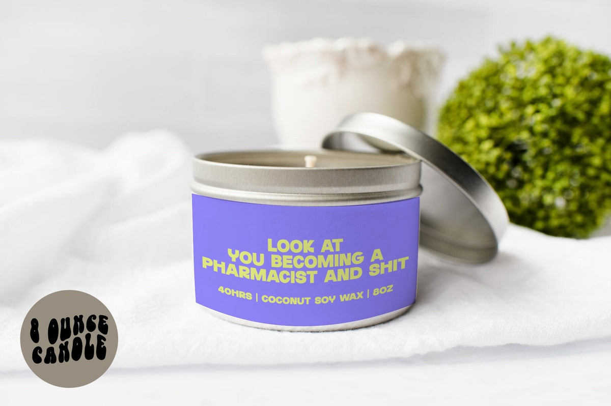 Pharmacist Graduation Candle Gifts Tin Coconut Soy Wax Scented Aromatherapy Vanilla Coffee Home Office Decor Graphic Tee – Fan Favorite · Great Gift For Fans
