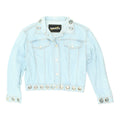 Ferretti Jeans Philosophy Womens Blue Denim Jacket Vintage High End Designer Graphic Tee – Soft Feel · High-Quality Print