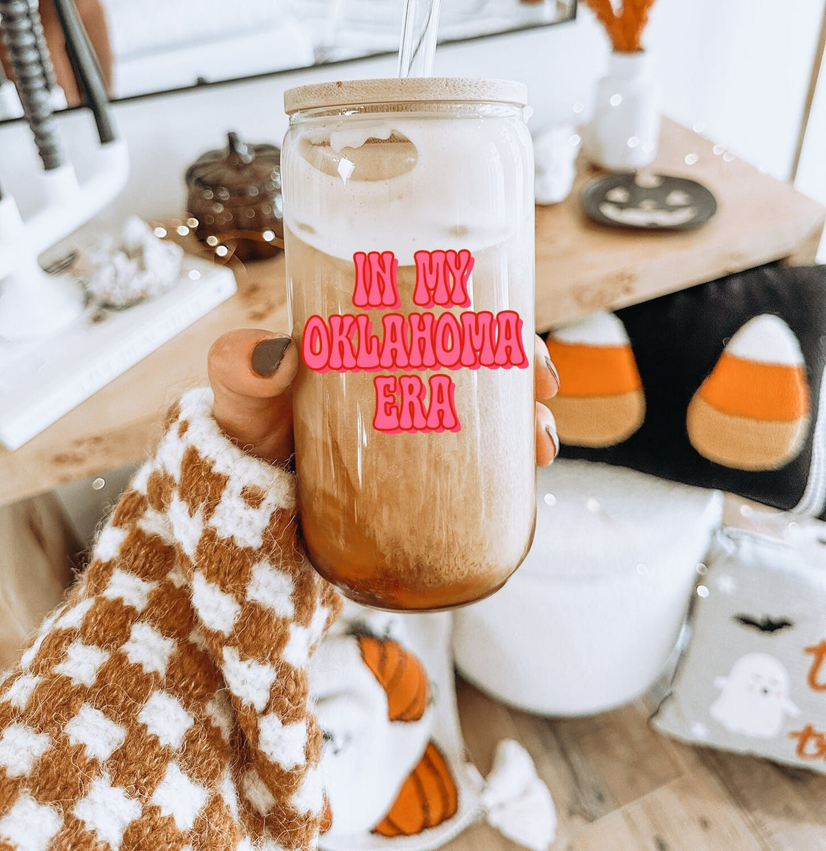 Oklahoma Era Moving Away Glass Tumbler Gifts Mug Reusable Cup Bamboo Lid Straw Iced Coffee Soda Can Graphic Tee – Premium Graphic · High-Quality Print
