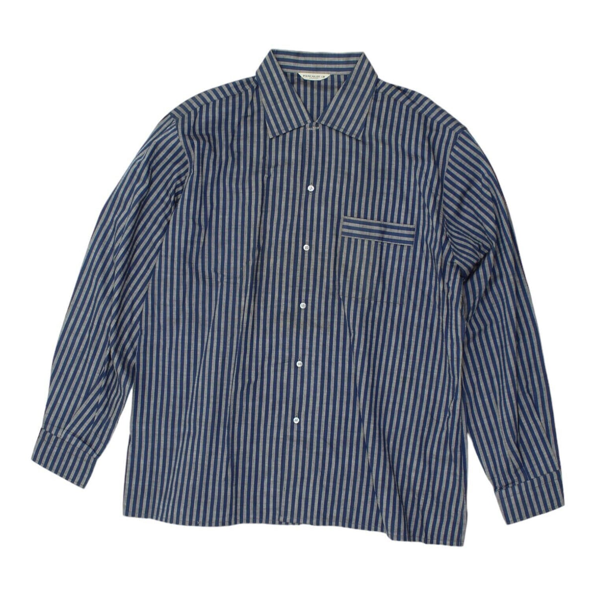 Pancaldi B Mens Blue Silver Striped Shirt Vintage High End Designer VTG Graphic Tee – Aesthetic Look · High-Quality Print