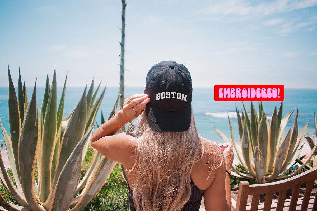 Boston Dad Hat Gifts Baseball Cap Embroidered White Black Stone Beige Graphic Tee – Soft Feel · Top Pick For Any Outfit