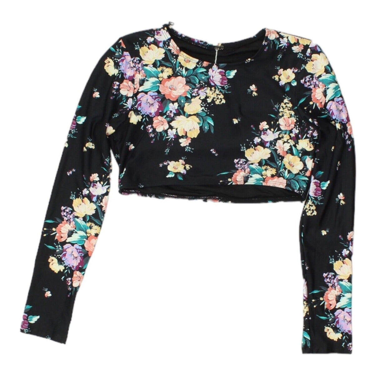 O39Neill Girls Black Rosetta Long Sleeve Crop Top Floral Beachwear Designer VTG Graphic Tee – Cozy Vibes · Great Gift For Fans