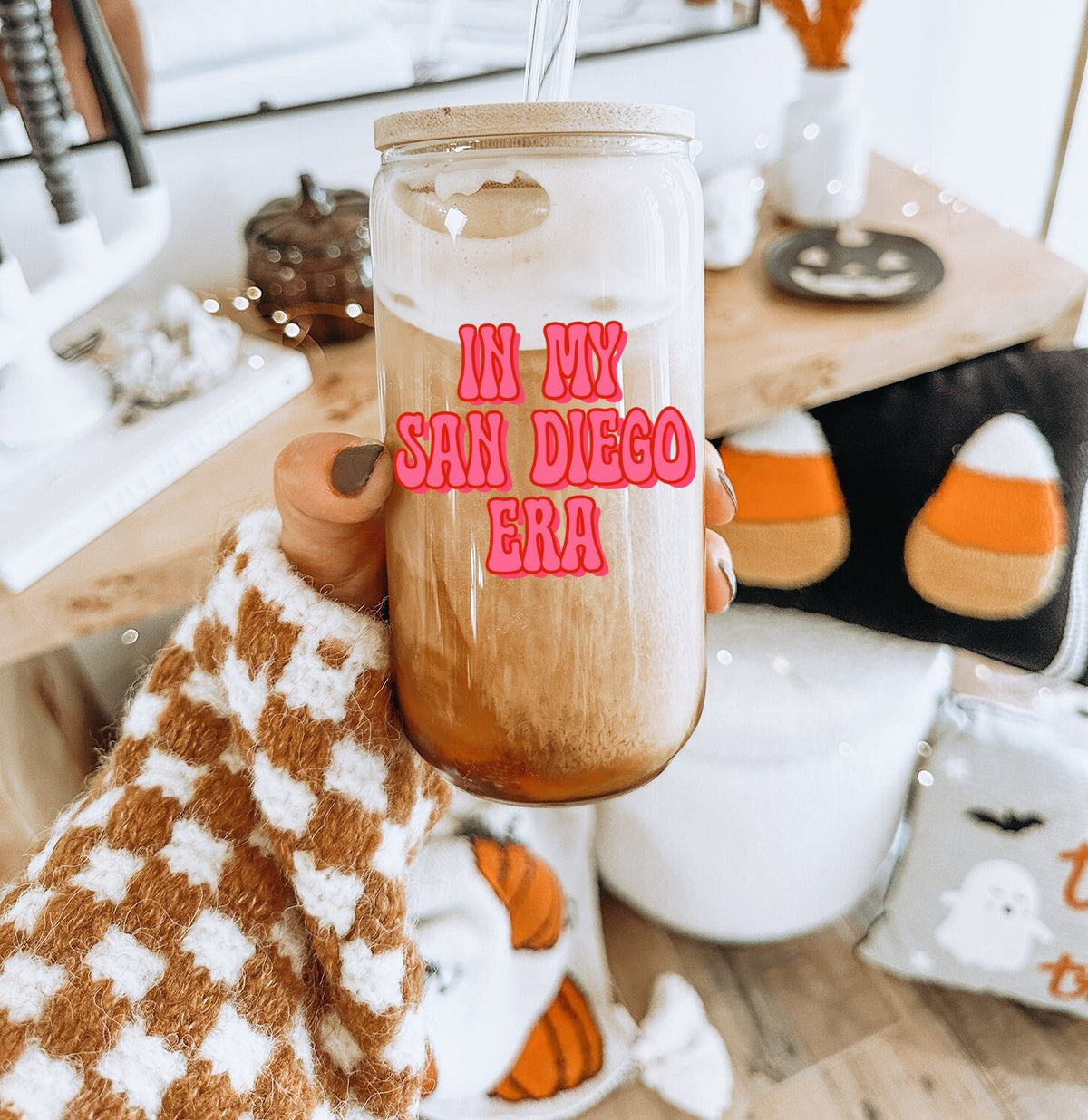 San Diego Era Moving Away Glass Tumbler Gifts Mug Reusable Cup Bamboo Lid Straw Iced Coffee Soda Can Graphic Tee – Premium Graphic · Great Gift For Fans