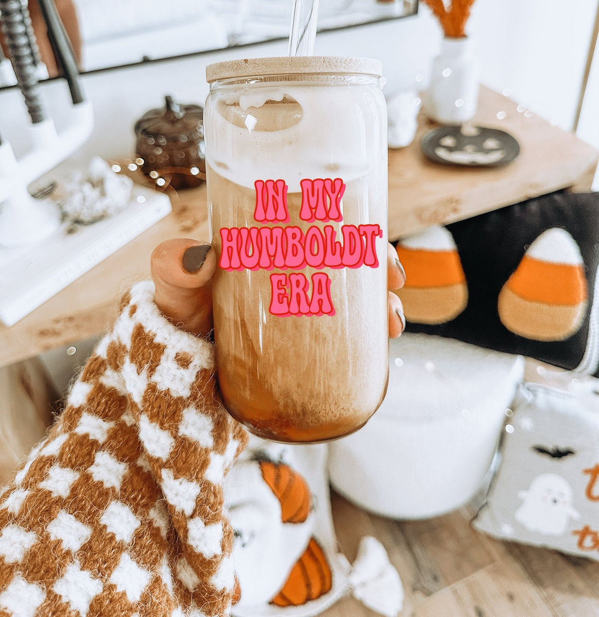 Humboldt Era Glass Tumbler Gifts Mug Reusable Cup Bamboo Lid Straw Iced Coffee Soda Can Graphic Tee – Warm & Stylish · Must-Have Style