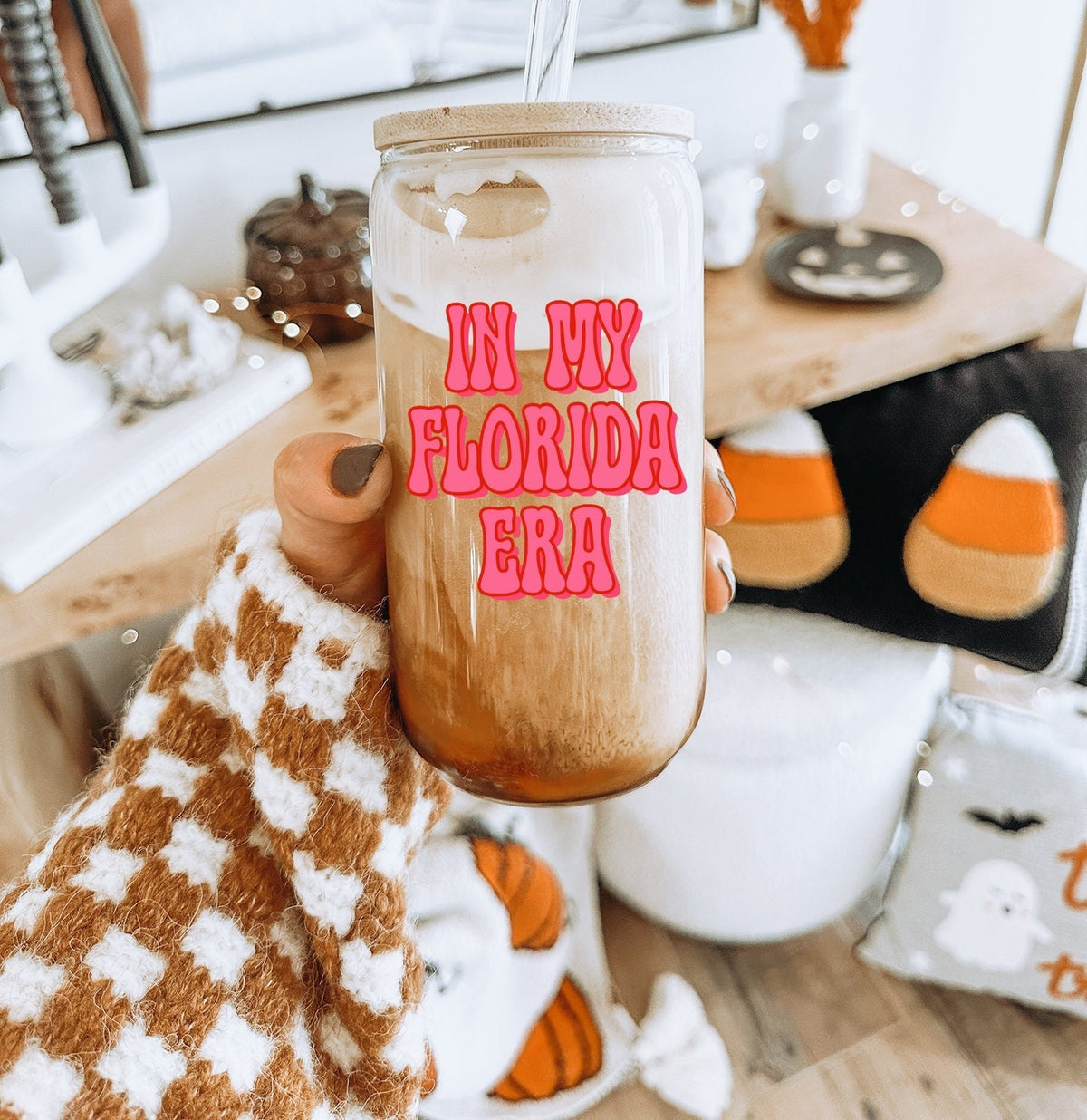 Florida Era Moving Away Glass Tumbler Gifts Mug Reusable Cup Bamboo Lid Straw Iced Coffee Soda Can Graphic Tee – Soft Feel · Must-Have Style