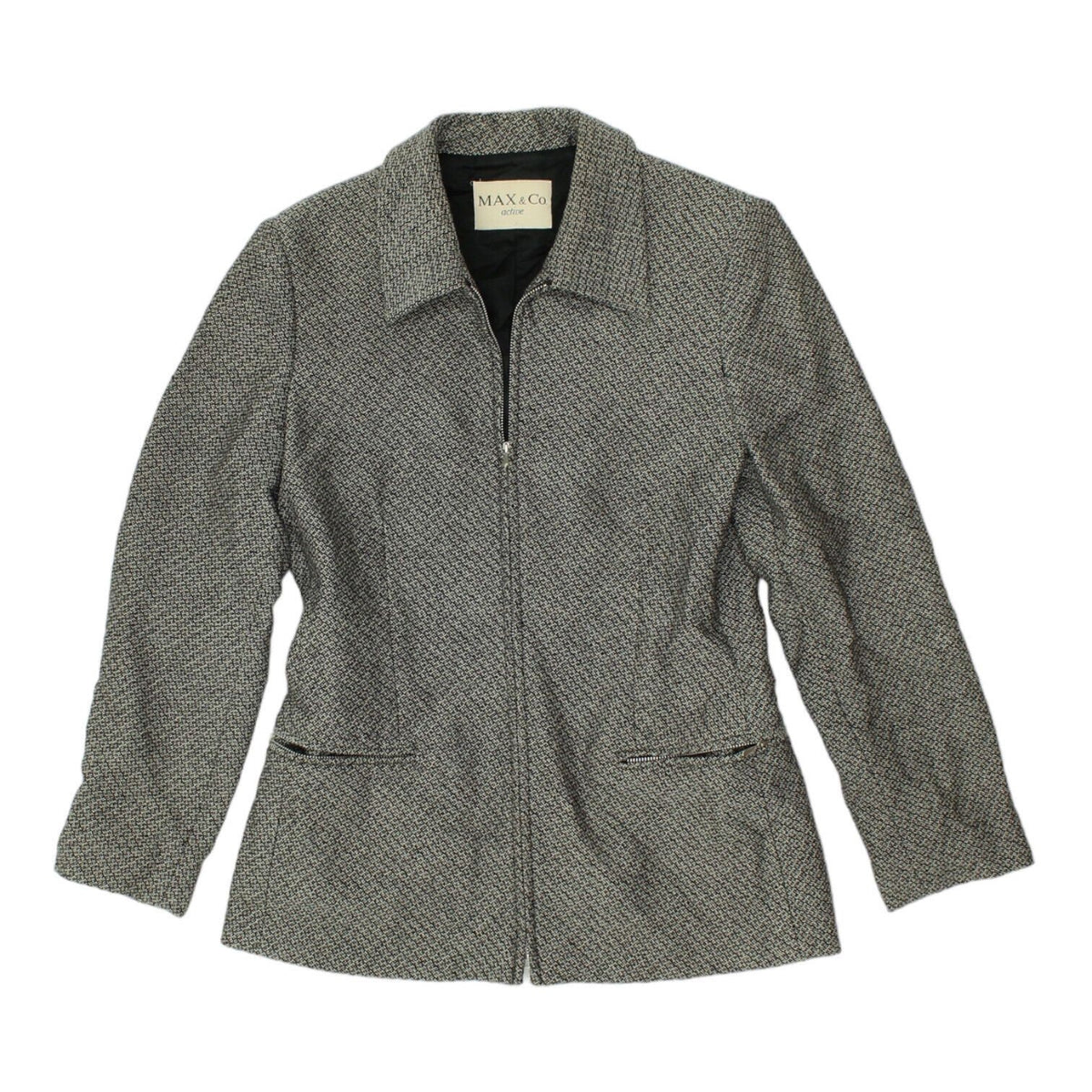 Max Co Active Womens Grey Wool Full Zip Collared Jacket Vintage Designer VTG Graphic Tee – Everyday Comfort · Perfect For Daily Wear