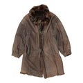 Vintage Womens Long Brown Real Fur Lined Leather Coat High End Luxury VTG Graphic Tee – Bold Style · Top Pick For Any Outfit