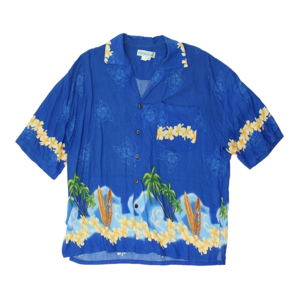 Fun Wear Mens Blue Short Sleeve Hawaiian Shirt Vintage Casual Summer Top VTG Graphic Tee – Warm & Stylish · High-Quality Print