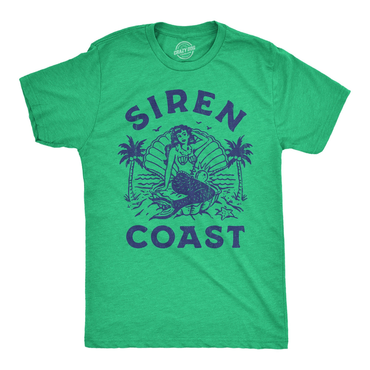 Mens Shirts Vacation Shirts Beach Shirts Siren Coast Mermaid Shirts Siren Shirts Clam Shell Shirts Mens Funny Shirts Palm Trees Graphic Tee – Aesthetic Look · Top Pick For Any Outfit