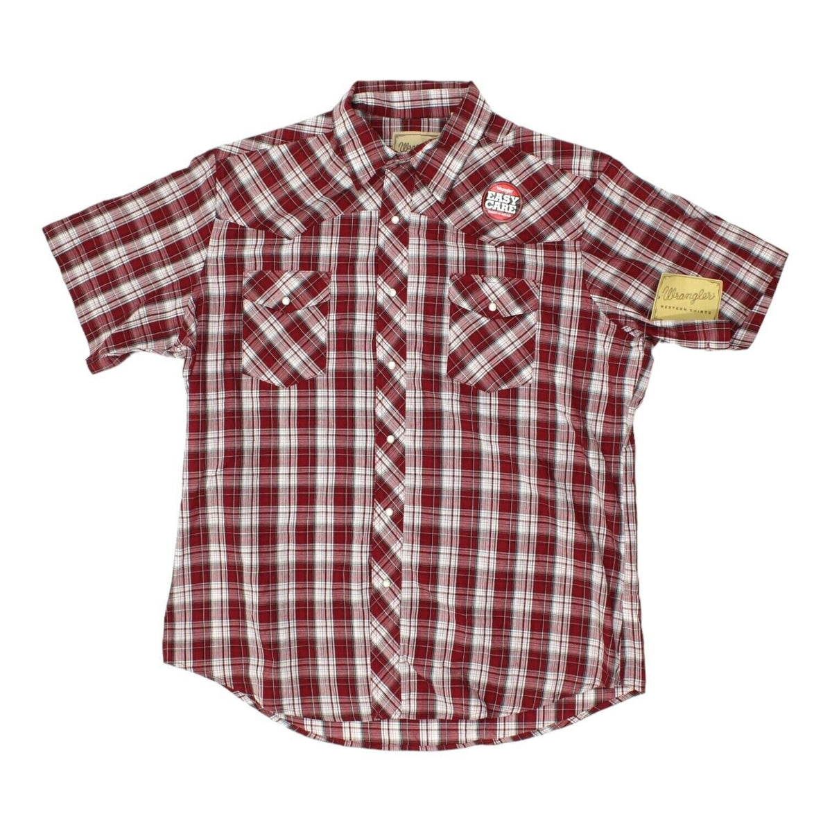 Wrangler Mens Red Check Short Sleeve Shirt Vintage Western Designer Casual Graphic Tee – Warm & Stylish · High-Quality Print