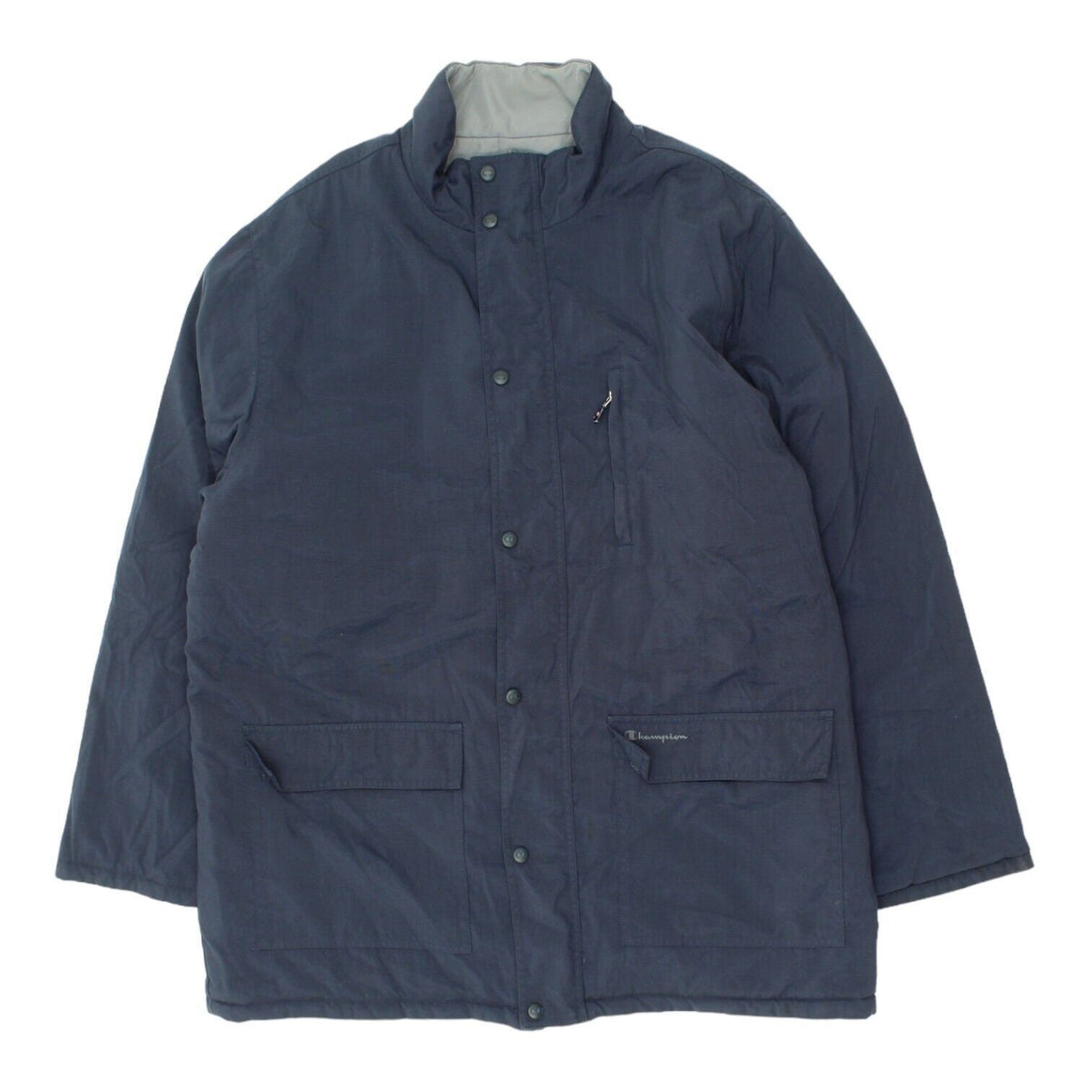 Champion Mens Quilted Grey Blue Reversible Jacket Vintage Designer Coat VTG Graphic Tee – Cozy Vibes · Trending Graphic Apparel