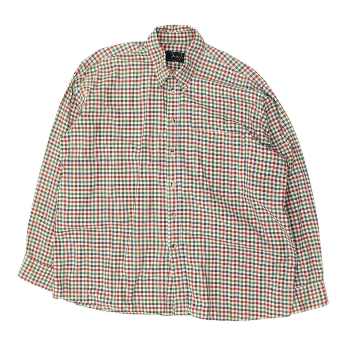 Pringle Mens Blue Red Green Check Button Down Collar Shirt Vintage Designer Graphic Tee – Premium Graphic · Top Pick For Any Outfit