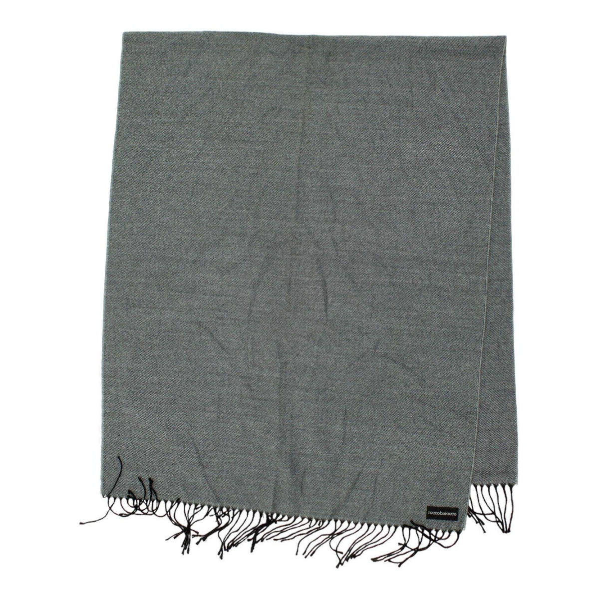 Roccobarocco Grey Virgin Wool Tassle Scarf Vintage Luxury High End VTG Graphic Tee – Aesthetic Look · High-Quality Print