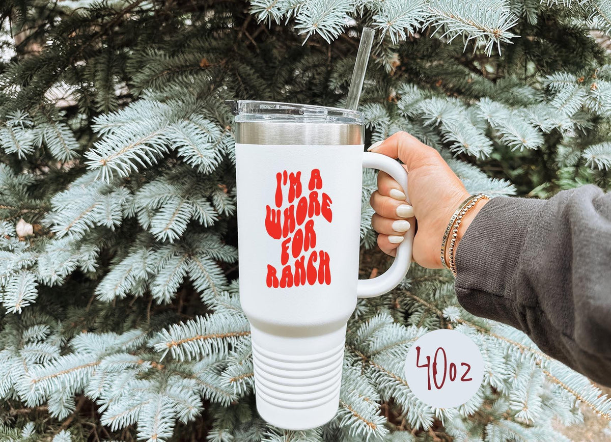 Ranch Dressing Tumbler 40oz Cup With Straw Gifts Insulated Cup Travel Mug Graphic Tee – Soft Feel · Top Pick For Any Outfit