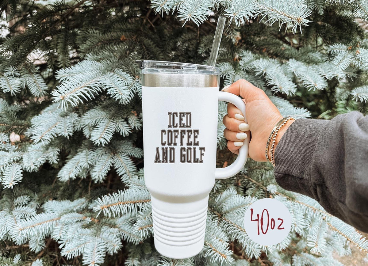 Golf Golfer Golfing Iced Coffee Tumbler 40oz Cup With Straw Gifts Insulated Cup Travel Mug Graphic Tee – Fan Favorite · Top Pick For Any Outfit