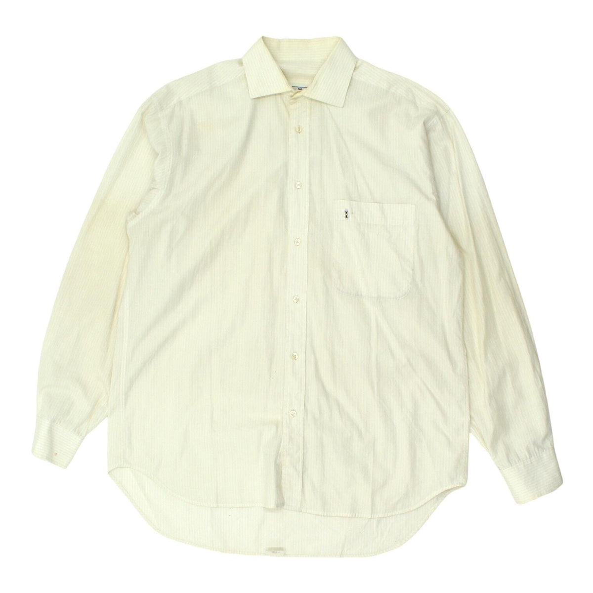 Oliver by Valentino White Yellow Striped Mens Button Up Shirt Vintage High End Graphic Tee – Soft Feel · Must-Have Style