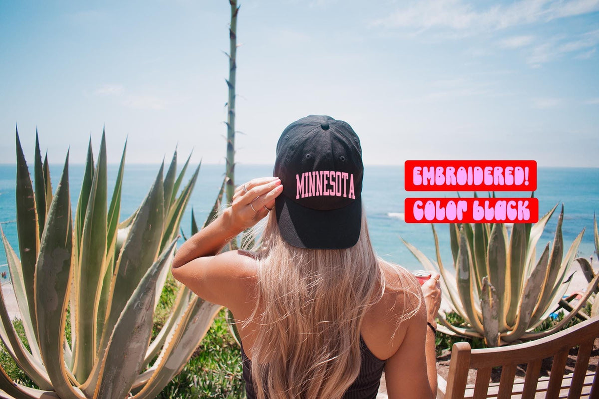 Minnesota Trip Moving Away Vacation Travel Hat Pink Gifts Baseball Cap Embroidered White Black Stone Beige Graphic Tee – Easygoing Wear · Must-Have Style
