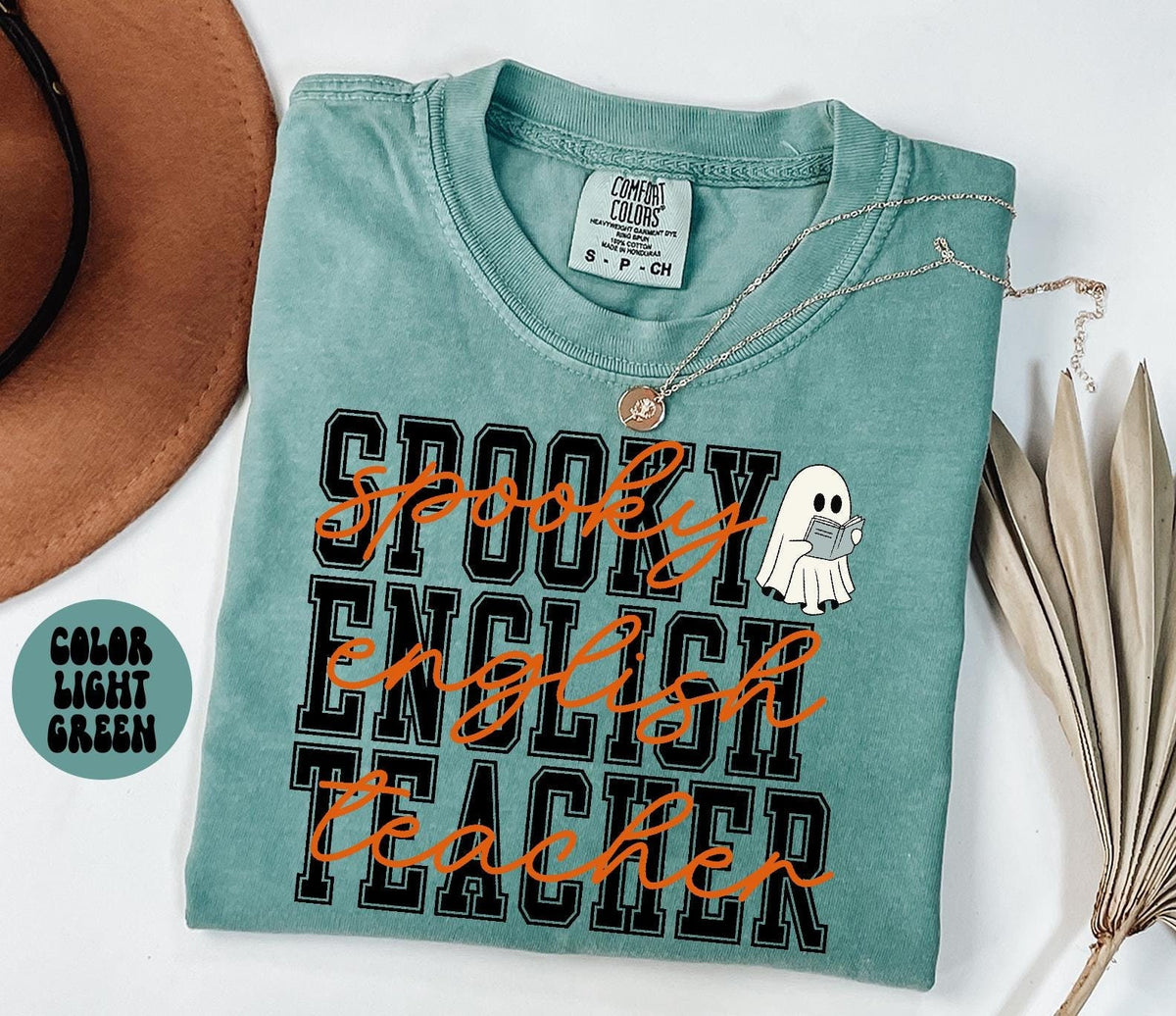 ENGLISH Teacher Spooky Halloween Shirt Gifts Comfort Colors Tshirt Crewneck Tee Crew Neck Men Women Graphic Tee – Warm & Stylish · Perfect For Daily Wear