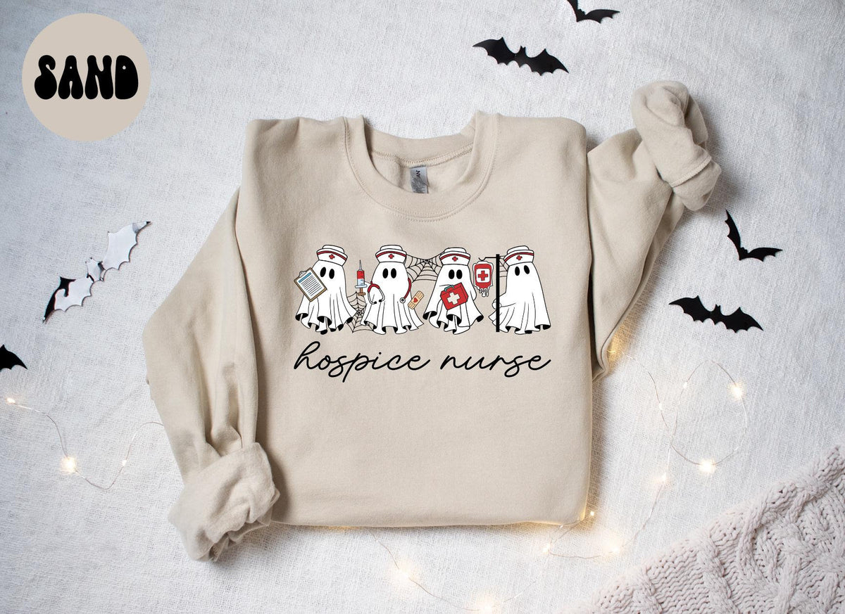 Hospice Nurse Halloween Ghost Sweatshirt Gifts for Her Funny Sweater Shirt Cozy Comfy Unique Sweatshirt – Fan Favorite · Perfect For Daily Wear