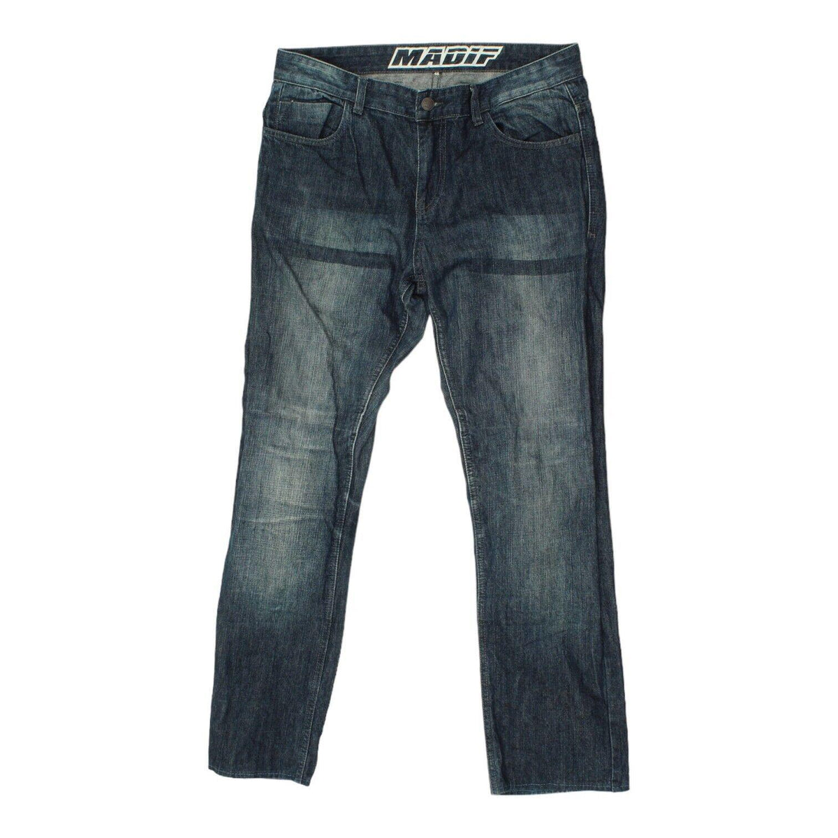 Madif Mens Blue Padded Motorcycle Jeans Vintage Armoured Biker Denim VTG Graphic Tee – Aesthetic Look · Perfect For Daily Wear
