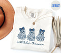 Athletic Trainer French Blue Toile Halloween Ghosts Coquette Floral Shirt Gifts Comfort Colors Tshirt Crewneck Tee Crew Neck Women Graphic Tee – Premium Graphic · Perfect For Daily Wear