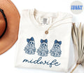 Midwife French Blue Toile Halloween Ghosts Coquette Floral Shirt Gifts Comfort Colors Tshirt Crewneck Tee Crew Neck Women Graphic Tee – Bold Style · Great Gift For Fans