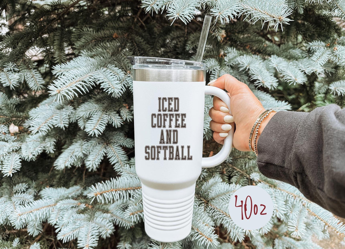 Softball Tumbler 40oz Cup With Straw Gifts Insulated Cup Travel Mug Graphic Tee – Soft Feel · Top Pick For Any Outfit