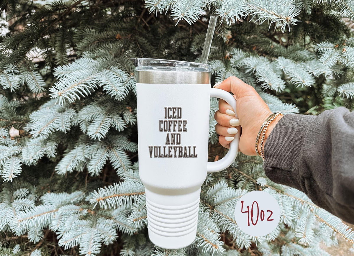 Volleyball Iced Coffee Tumbler 40oz Cup With Straw Gifts Insulated Cup Travel Mug Graphic Tee – Bold Style · Trending Graphic Apparel