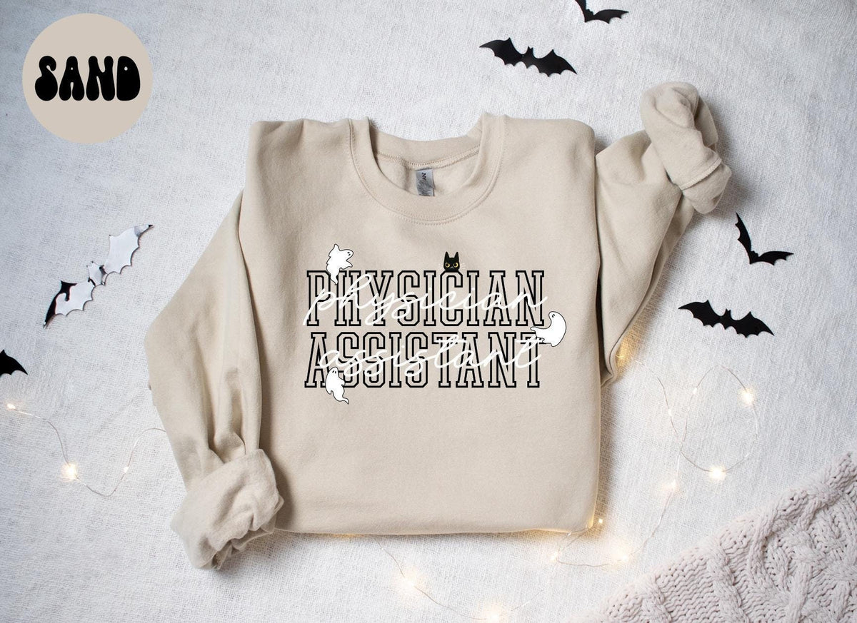 Physician Assistant PA Halloween Ghost Cat Sweatshirt Gifts for Her Funny Sweater Shirt Cozy Comfy Unique Sweatshirt – Everyday Comfort · Perfect For Daily Wear