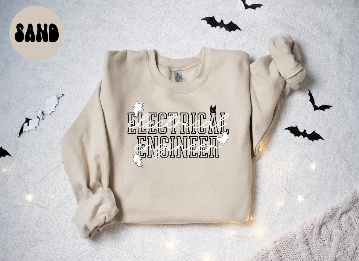 Electrical Engineer Halloween Ghost Cat Sweatshirt Gifts for Her Funny Sweater Shirt Cozy Comfy Unique Sweatshirt – Everyday Comfort · Great Gift For Fans