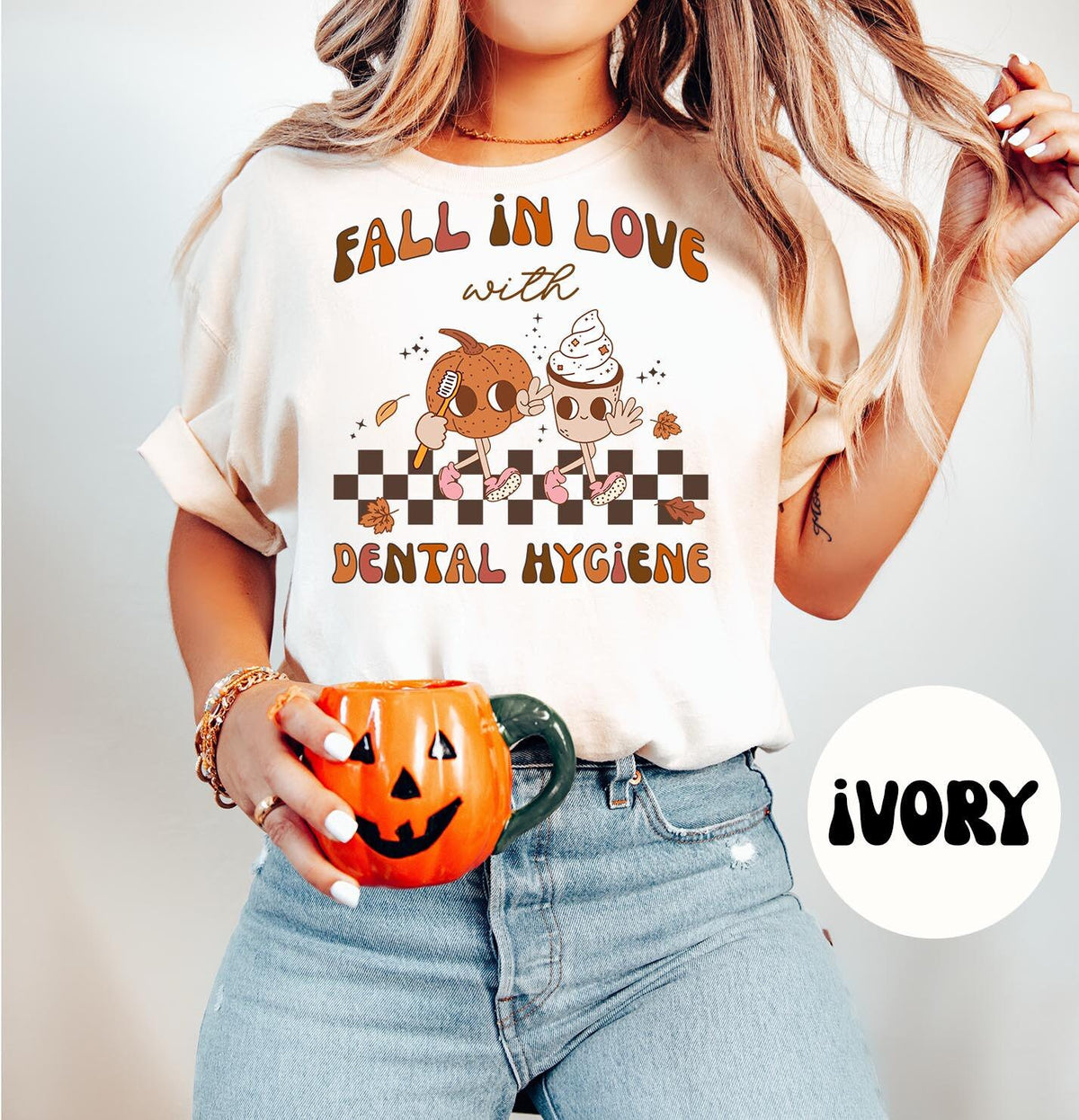 Dental Hygienist Groovy Pumpkin Retro Shirt Gifts Fall Shirt Comfort Colors Autumn Tshirt Crewneck Tee Crew Neck Men Women Graphic Tee – Warm & Stylish · High-Quality Print