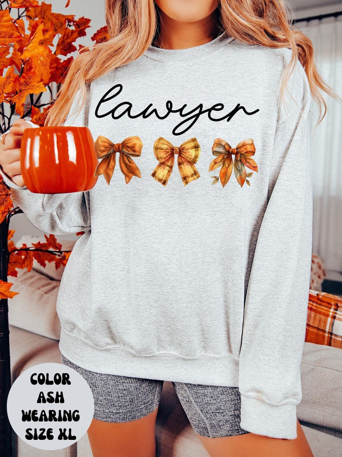Fall Lawyer Sweatshirt Gifts for Her Autumn Crewneck Bows Coquette Sweatshirt Funny Sweater Shirt Cozy Comfy Unique Sweatshirt – Warm & Stylish · Trending Graphic Apparel