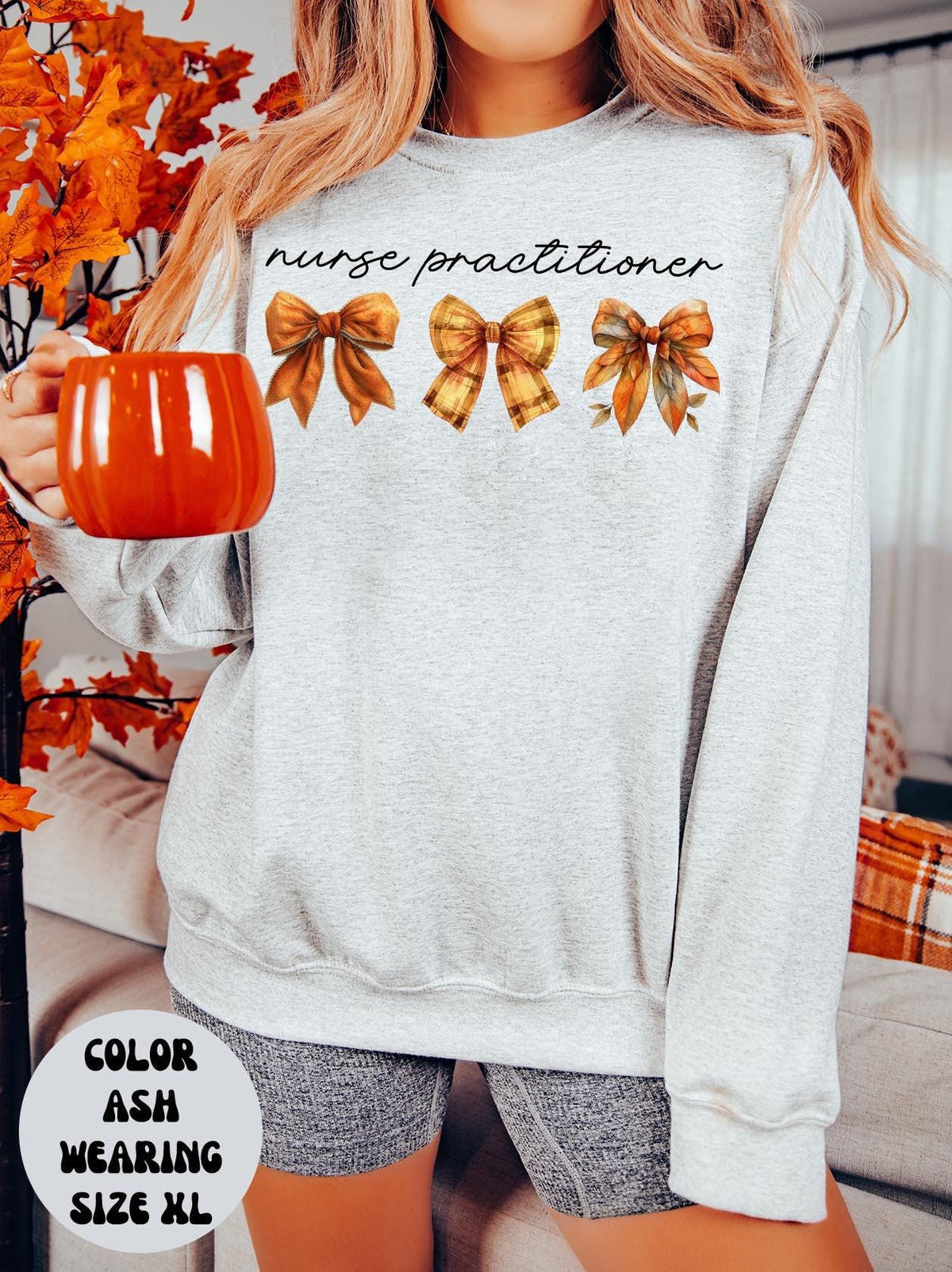 Fall Nurse Practitioner NP Sweatshirt Gifts for Her Autumn Crewneck Bows Coquette Sweatshirt Funny Sweater Shirt Cozy Comfy Unique Sweatshirt – Aesthetic Look · Perfect For Daily Wear