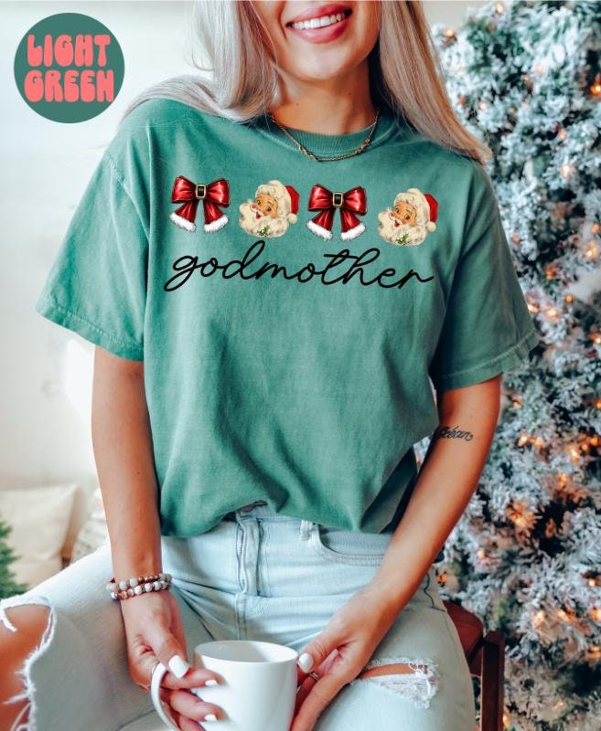 Godmother Godmom Christmas Coquette Shirt Christmas Gifts Comfort Colors Funny Tshirt Crewneck Tee Women Graphic Tee – Everyday Comfort · Must-Have Style