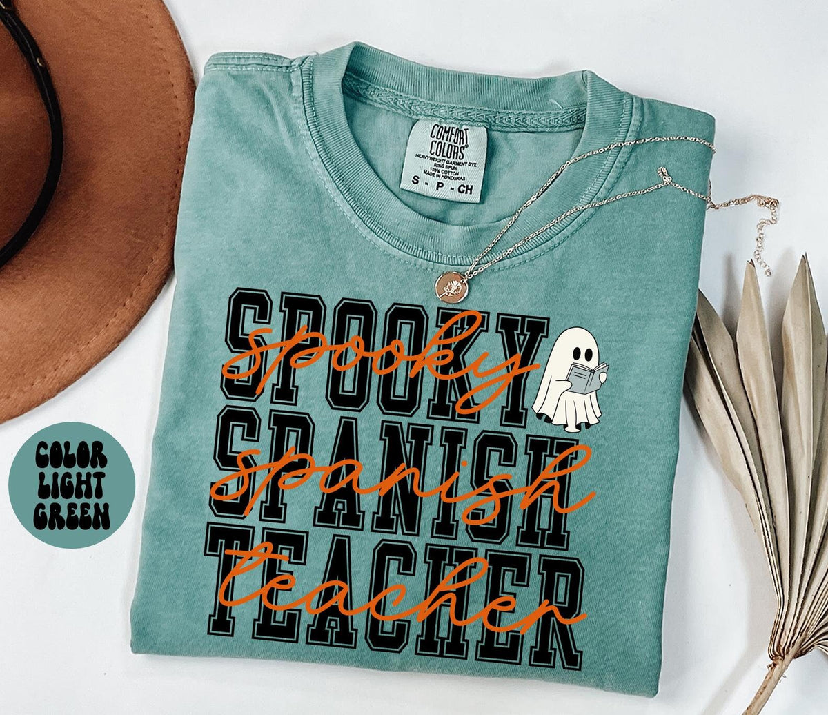 Spanish Teacher Spooky Halloween Shirt Gifts Comfort Colors Tshirt Crewneck Tee Crew Neck Men Women Graphic Tee – Everyday Comfort · Perfect For Daily Wear