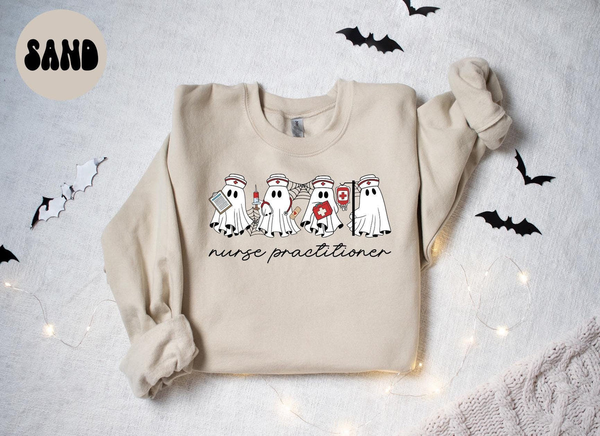 Nurse Practitioner NP Halloween Ghost Sweatshirt Gifts for Her Funny Sweater Shirt Cozy Comfy Unique Sweatshirt – Fan Favorite · High-Quality Print