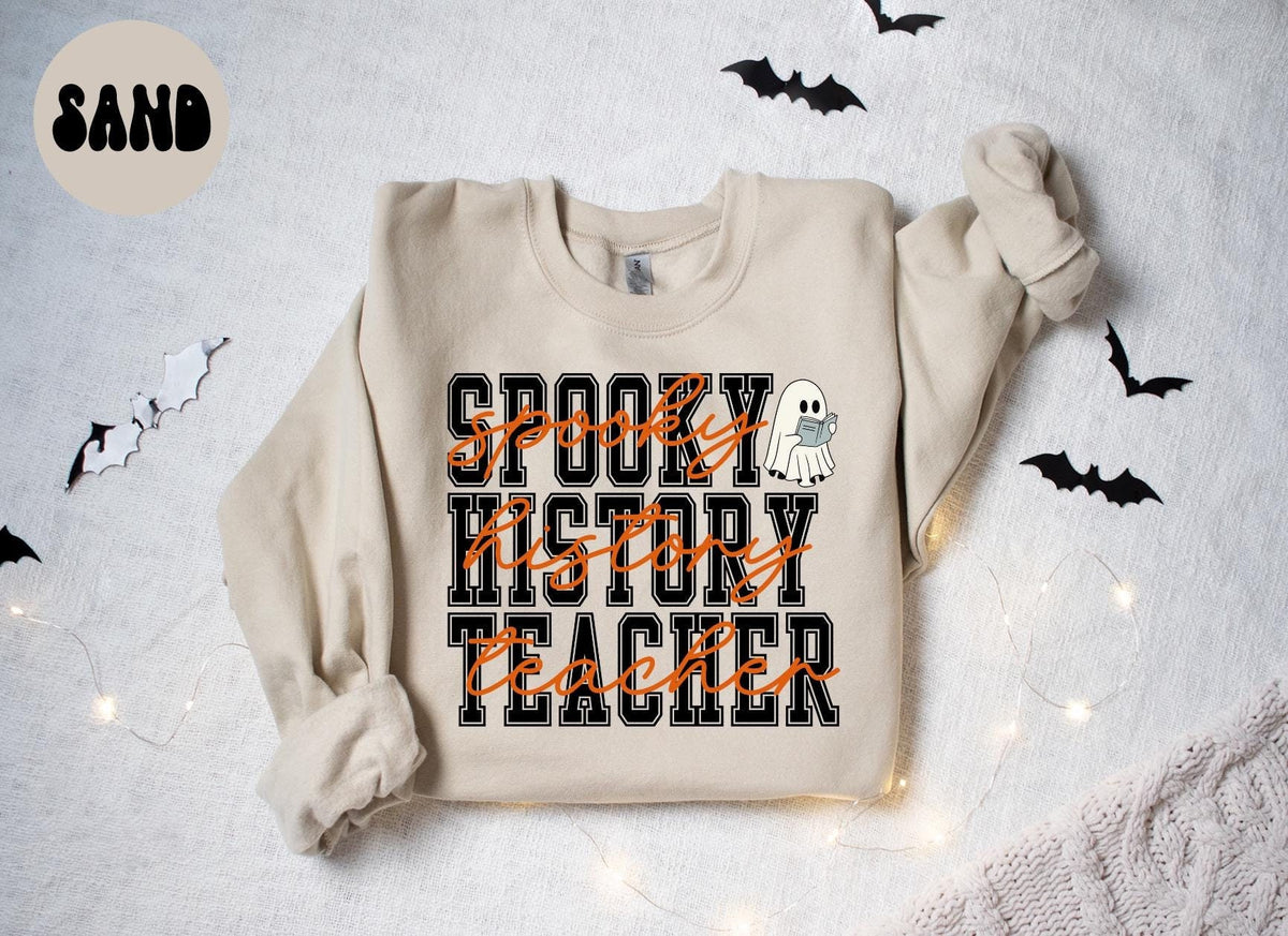 HISTORY Teacher Spooky Halloween Sweatshirt Gifts for Her Funny Sweater Shirt Cozy Comfy Unique Sweatshirt – Aesthetic Look · Top Pick For Any Outfit