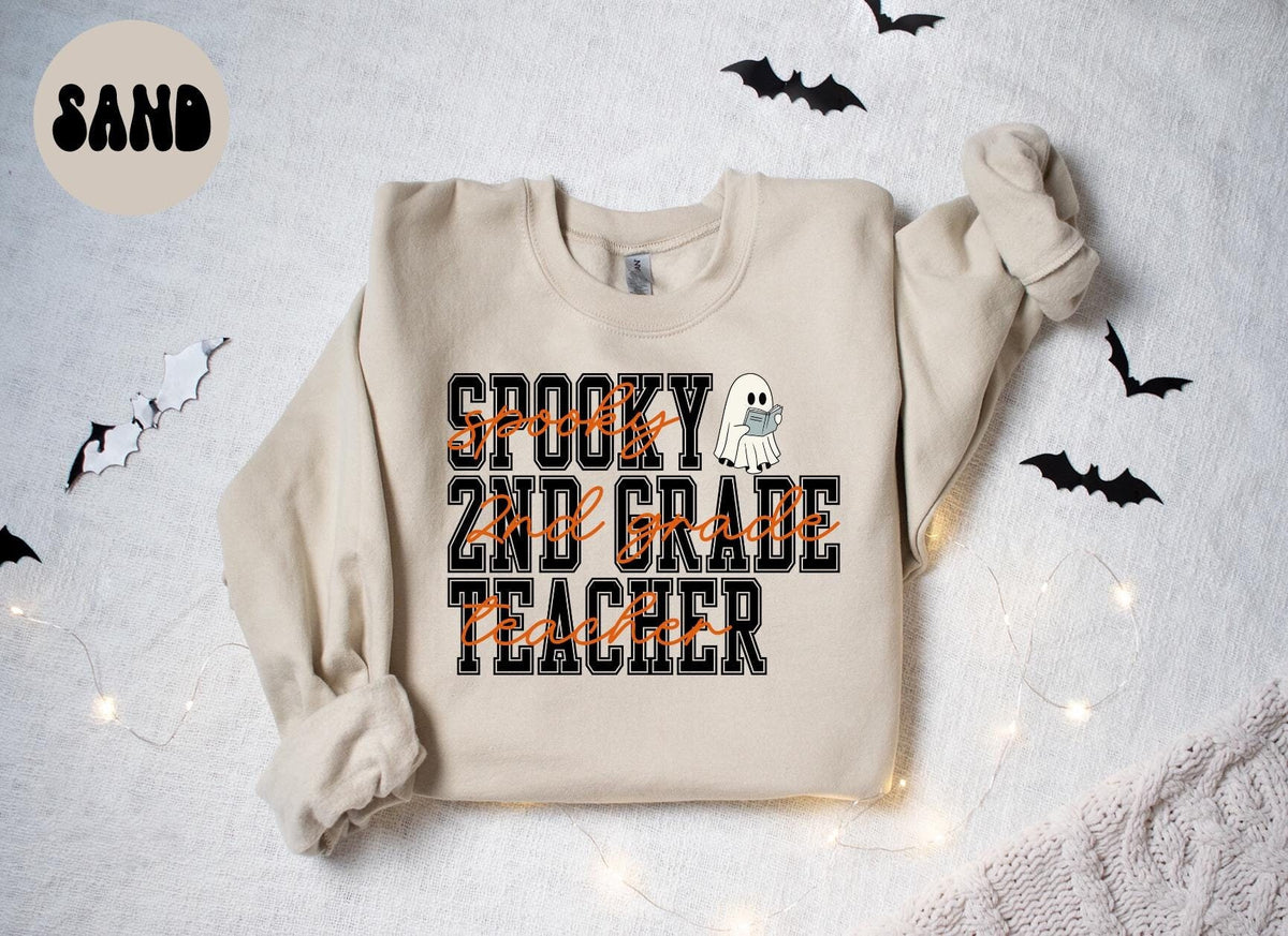 2nd Grade Teacher Spooky Halloween Sweatshirt Gifts for Her Funny Sweater Shirt Cozy Comfy Unique Sweatshirt – Everyday Comfort · Top Pick For Any Outfit