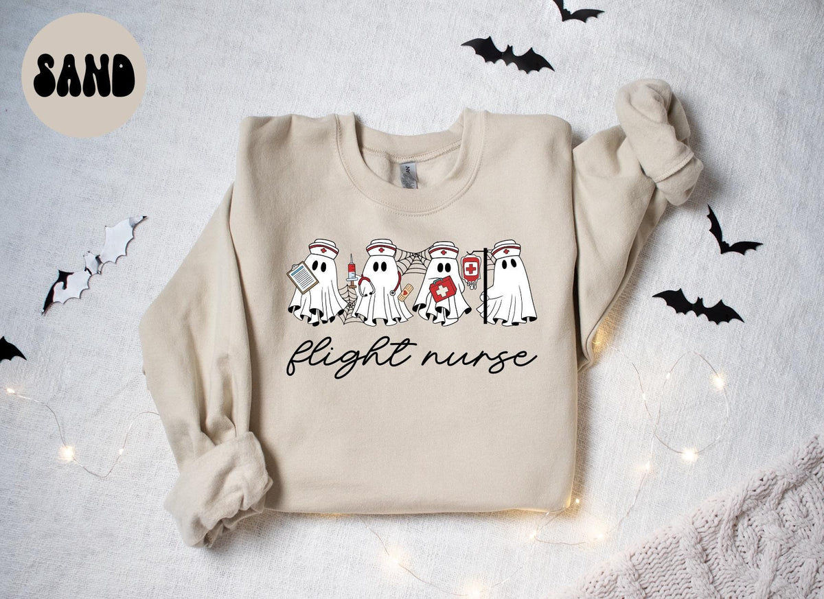 Flight Nurse Halloween Ghost Sweatshirt Gifts for Her Funny Sweater Shirt Cozy Comfy Unique Sweatshirt – Soft Feel · Trending Graphic Apparel