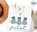 Pilot French Blue Toile Halloween Ghosts Coquette Floral Shirt Gifts Comfort Colors Tshirt Crewneck Tee Crew Neck Women Graphic Tee – Warm & Stylish · Great Gift For Fans